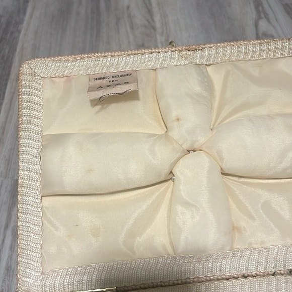 Vintage Rare Tan Brown Azar Wicker Sewing Basket With Padded Fabric Floral Cover - Picture 5 of 7